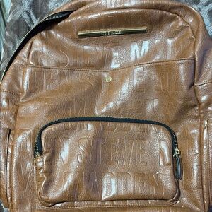 Steve Madden Brown Glossy Backpack Practical Design
